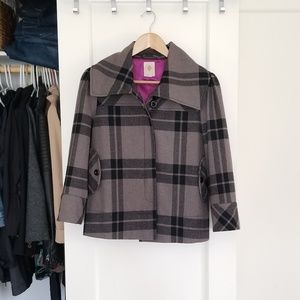 Tulle Cropped Wool Swing Coat